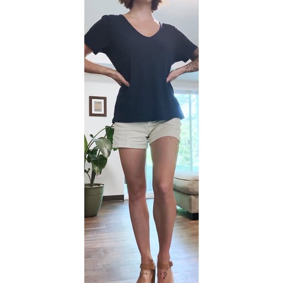 Navy Blue Ribbed Tee - Picture 2 of 5